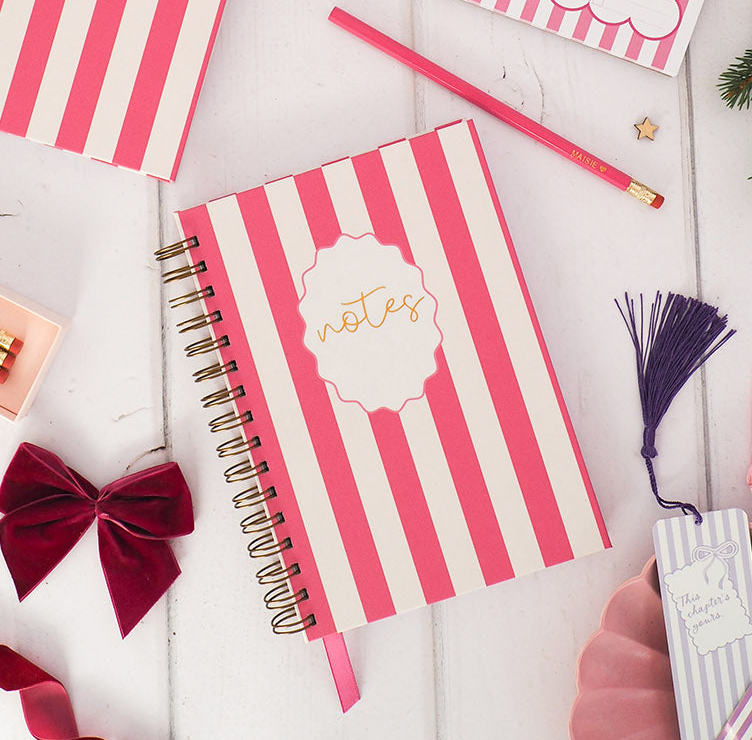 Hot Pink Candy Stripe | Notebook