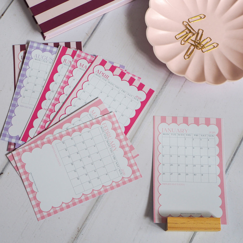 PRE ORDER | 2026 - 27 A6 Mid Year Desk Calendar & Stand | Portrait