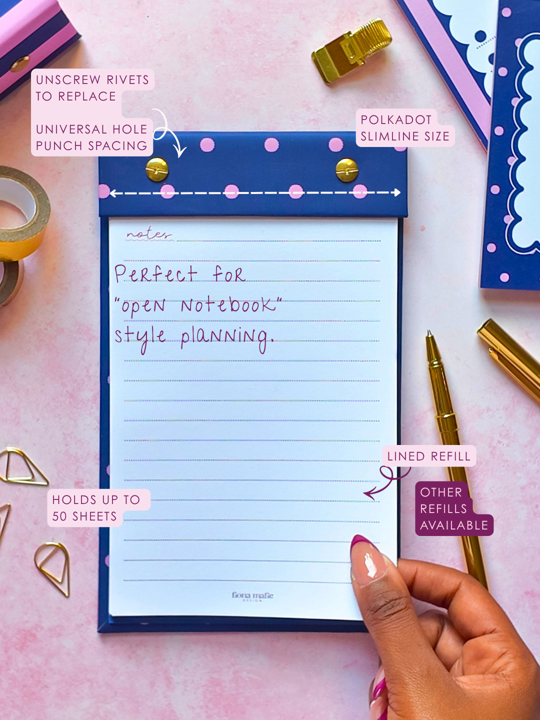Navy | Slimline Refillable Notepad | Colour of Autumn Winter
