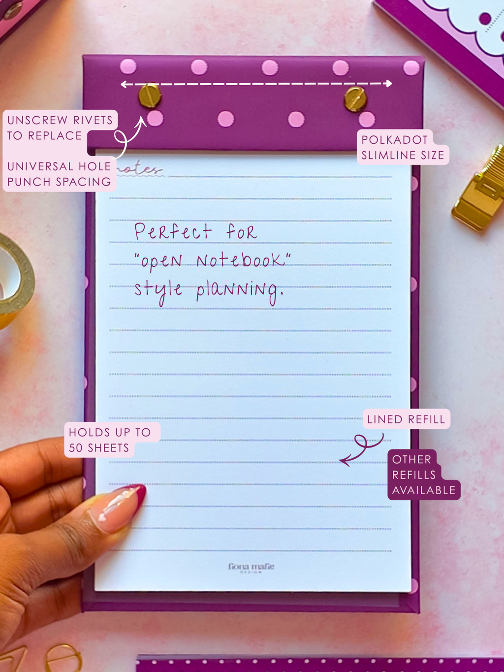 Plum | Slimline Refillable Notepad | Colour of Autumn Winter