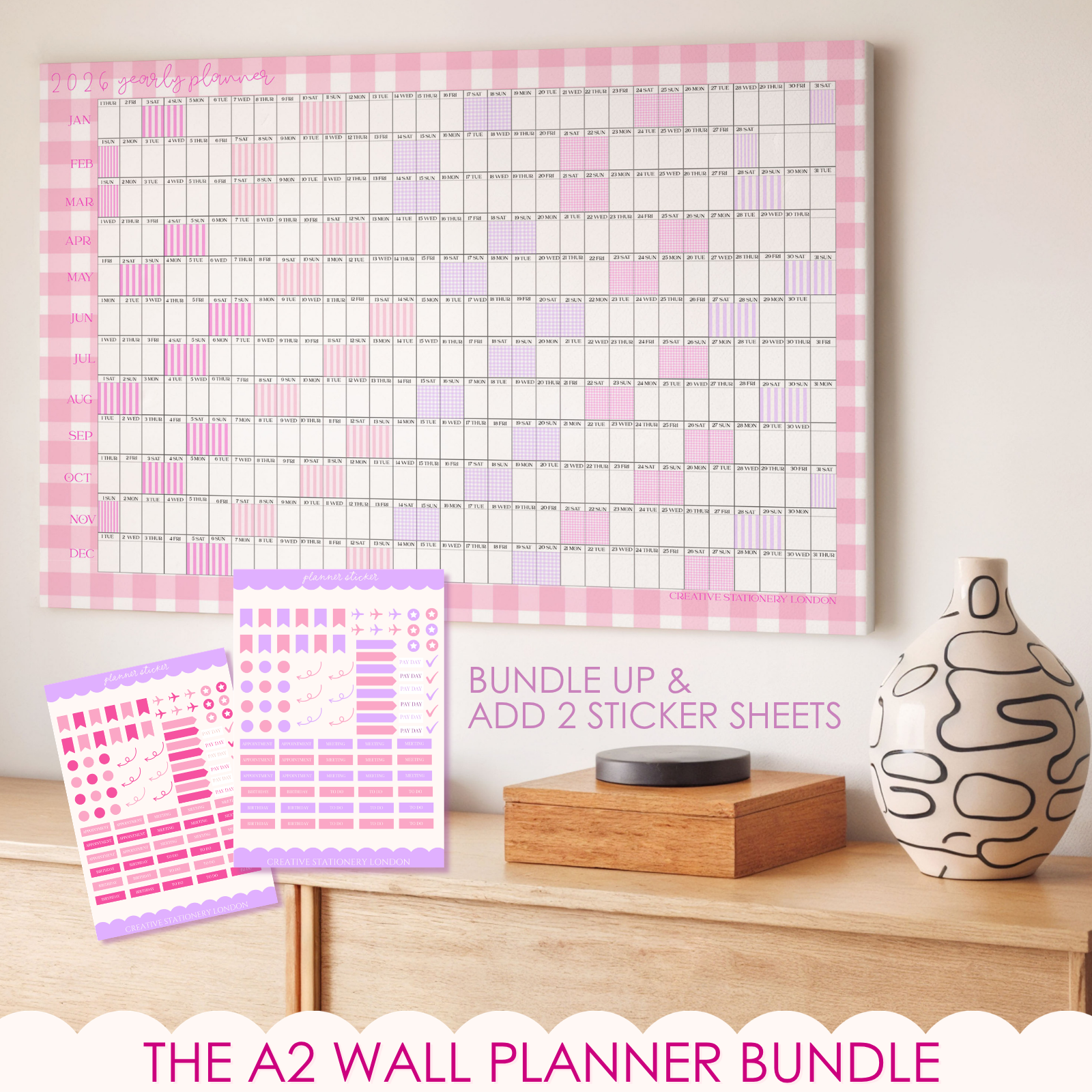PRE ORDER | The 26-27 Mid Year Wall Planner & Sticker Sheets Bundle