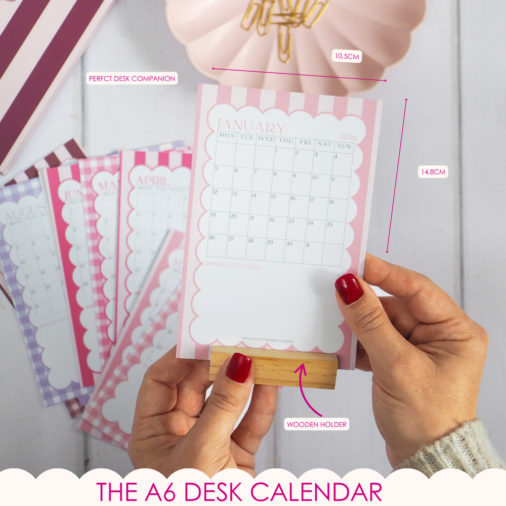 PRE ORDER | 2026 - 27 A6 Mid Year Desk Calendar & Stand | Portrait