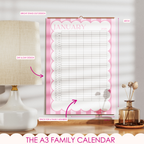 PRE ORDER | Mid Year 26 - 27 A3 Family Calendar | Up to 6 People